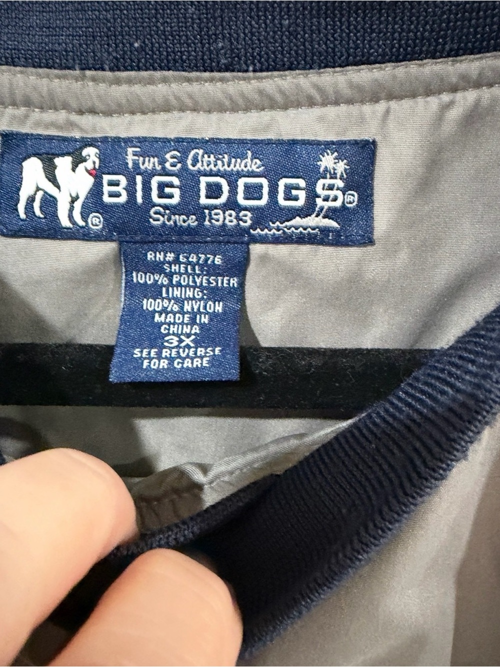 Big Dogs Men’s Gray Crew Neck Windbreaker Jacket size 3X - Picture 4 of 4